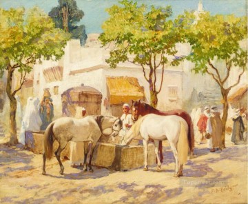 アラブ Painting - アルジェの泉にて フレデリック・アーサー・ブリッジマン アラブ